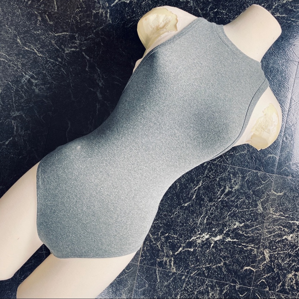 New Grey low cut sleeveless racer back bodysuit